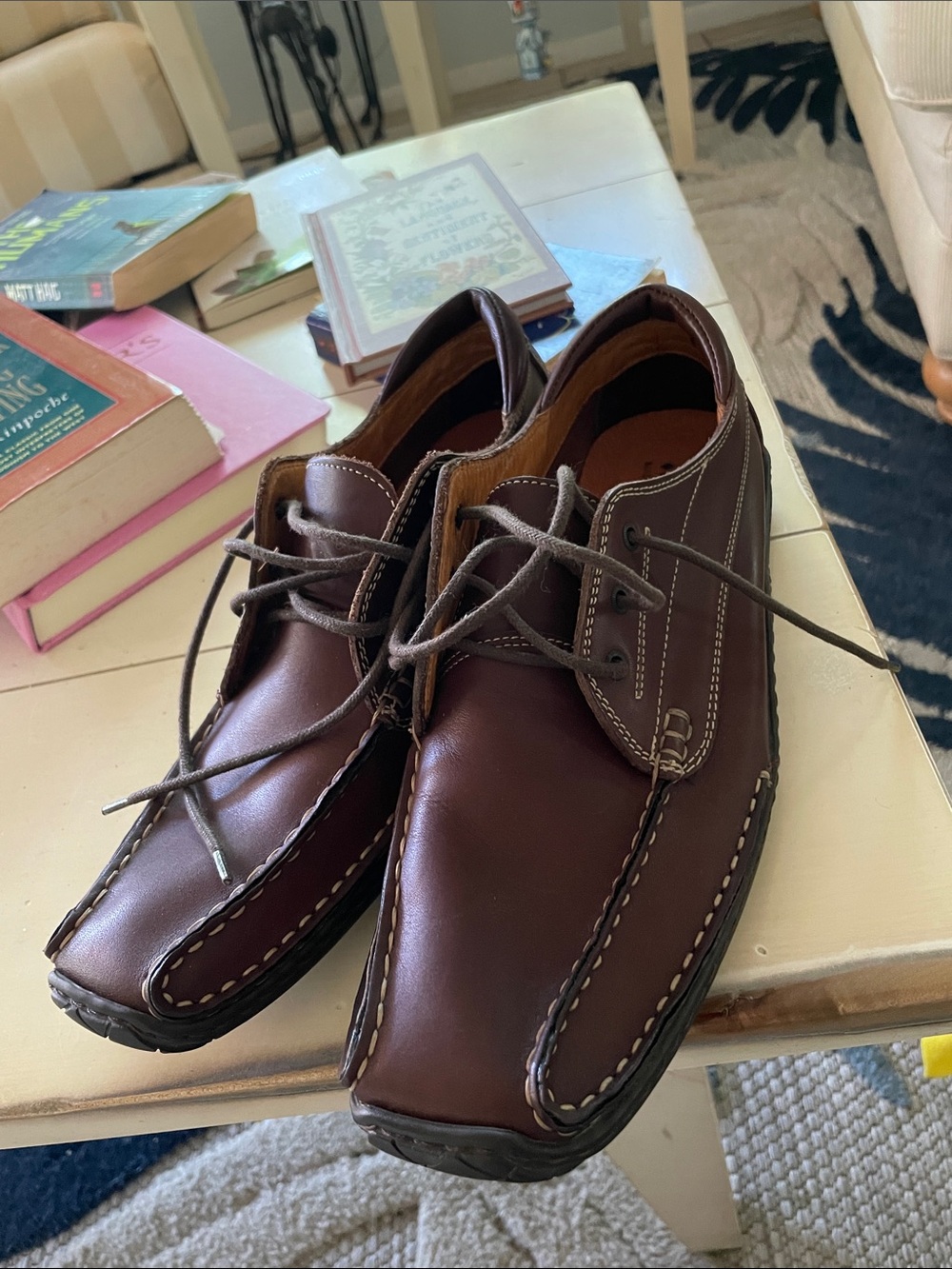 Donald J. Pliner Dark Brown Leather Lace-Up Driving Loafers